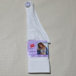 NWT Hanes Cozy Seamless Pullover Bra Wirless White 2X‎